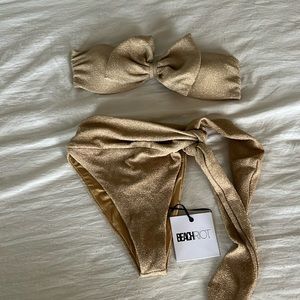 Beach Riot gold glitter two piece swimsuit